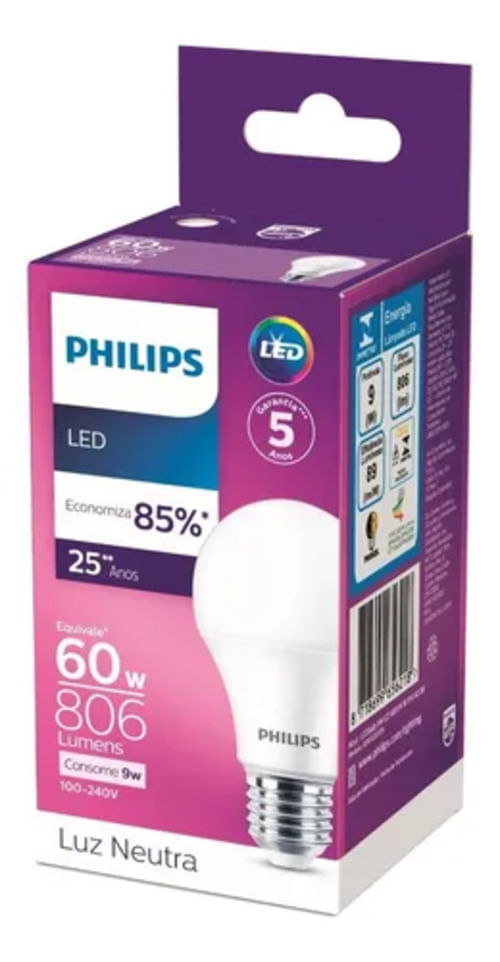 Lâmpada Led Bulbo Bivolt 9w 4000k - Philips