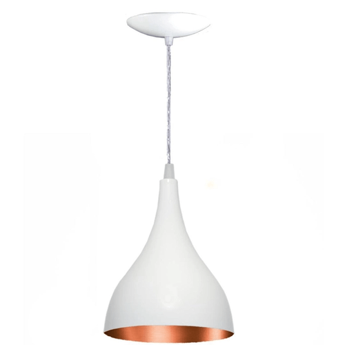 Pendente Alumínio Taca/Sino Branco Com Cobre - Thema