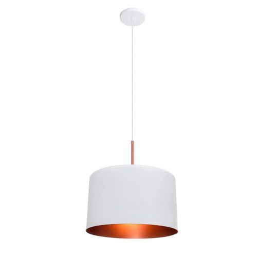 Pendente Alumínio Buque 35cm Ref.456 – Itamonte | Branco C/ Cobre