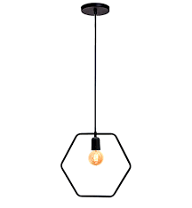 Pendente Lira Hexagonal 33CM Preto Fosco Para/1E-27 Ref.7607 – Caisma