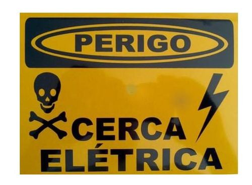 Placa Aviso para Cerca Elétrica Energizada Amarela - Inove Brasil