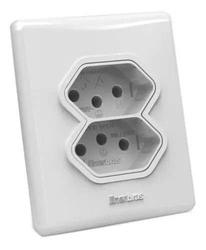 Tomada Dupla 2p+T 10a Linha E Ref.327-En Br - Enerbras