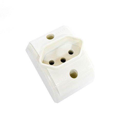 Tomada Externa 2P+T 147-1 Branca Retangular Novo Abnt - Pezzi