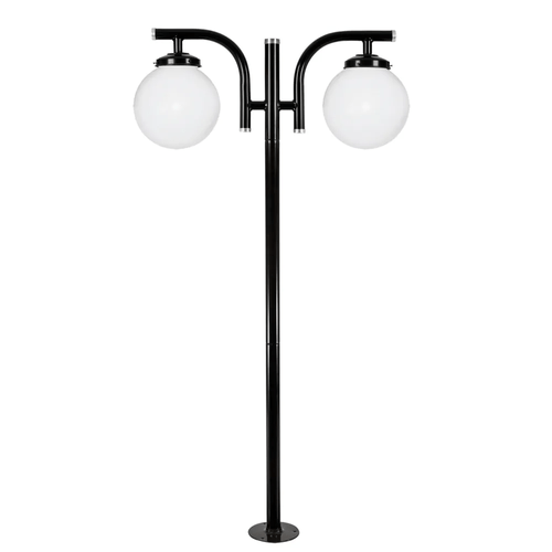 Poste Ornamental C/2 Globo 15x30 Leitoso 2,44mt Preto Ip-54 Ref.178399.01 - Blumenau