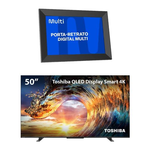 Smart TV QLED 50'' 4K Toshiba 50M550LS VIDAA Compre e Leve Porta Retrato Digital Smart WiFi Integrado 10.000 Fotos - TB013MK