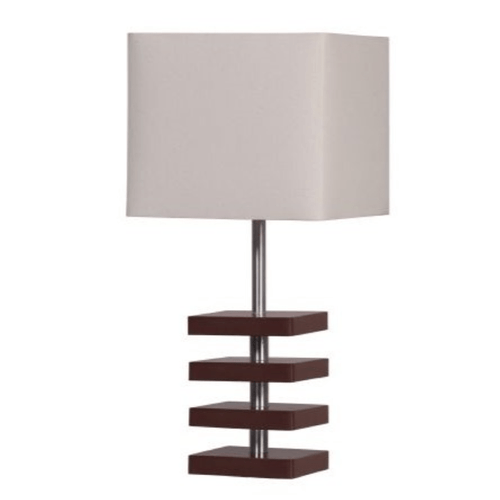 Abajur Torre Quadrado Tabaco C/ Cúpula Tecido Bege 28x60cm Ref.140 - Ar Iluminação