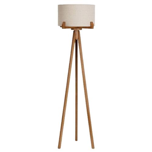 Luminária Coluna Chão Tripe Soft Imbuia Cúpula Bege 40x156cm Ref.372.Imb.Tc.Bg - Ar Iluminação