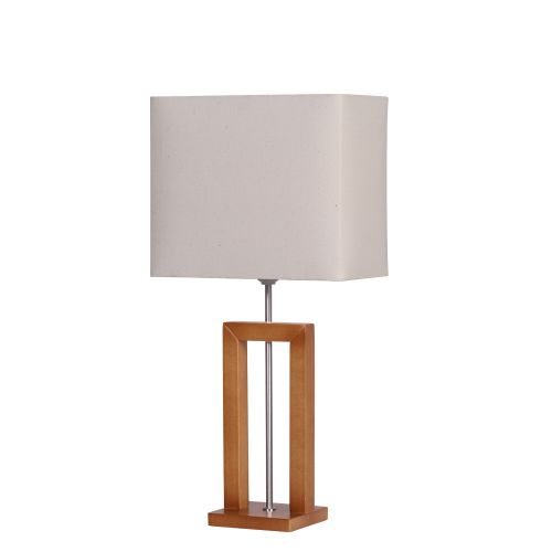 Abajur Esther Imbuia C/ Cúpula Tecido Bege 30x60cm Imbuia Ref.377 - Ar Iluminação
