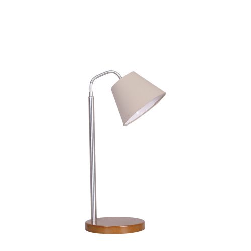 Abajur Line Imbuia C/Cúpula Tecido Bege 50x150cm Imbuia Ref.396 - Ar Iluminação