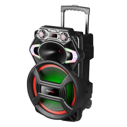 Caixa Amplificada Amvox Led Bluetooth Recarregável USB Auxiliar Bivolt 550W ACA  550 STRONDO II