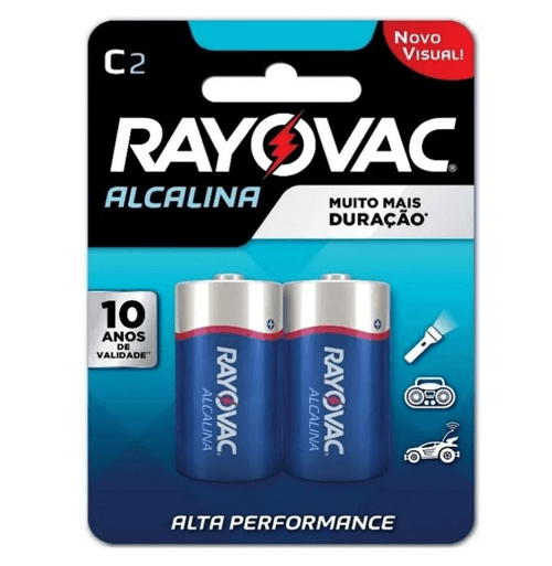 Pilha Alcalina C Media 2 Unidades – Rayovac