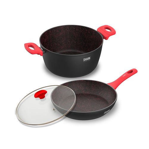 Panelas Ichef Home Sauté Grand e Family Size com Tampa de Vidro 24Cm Vermelha