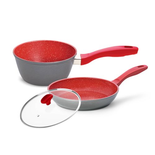 Panelas Sauce e Sauté Petit com Tampa de Vidro Ichef Vermelha 20cm