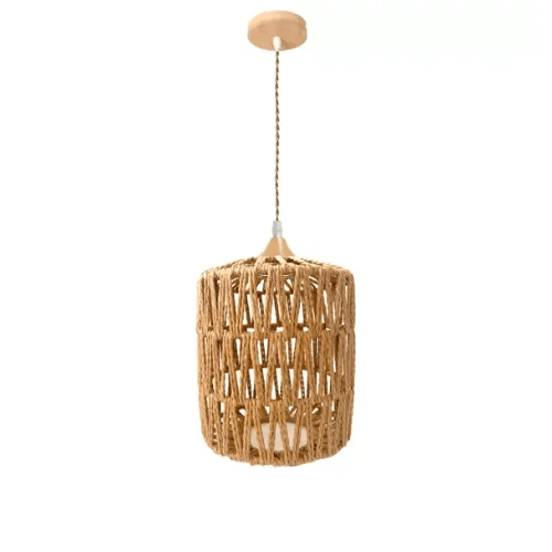 Pendente Gili 17 Madeira C/Fibra Sisal 17X20CM P/1 E-27 Ref. P-GILI-17 - GMH