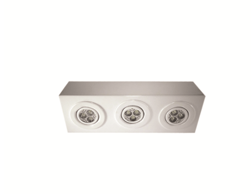 Plafon Sobrepor Retangular Br Liso P/3 Par20 Dirig.Ref.7662 - Damlux