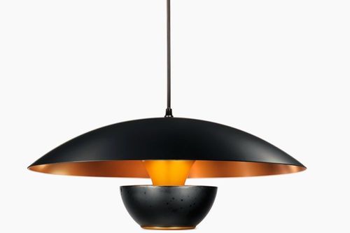 Pendente Alumínio Nepal Preto FoscoXCobre Sólido P/1 Lâmpada E-27 19x41CM Ref.0150 - Nobre Luminárias