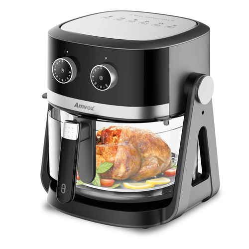 Air Fryer 5L Amvox ARF 1150  1500W 2 em 1 Preto/Prata