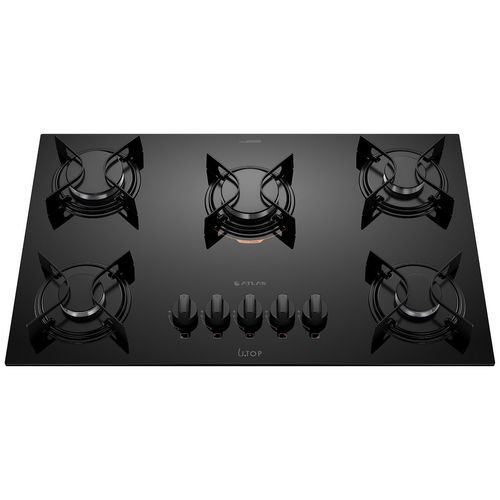 Cooktop 5 Bocas Preto com Mesa de Vidro Atlas U Top Bivolt