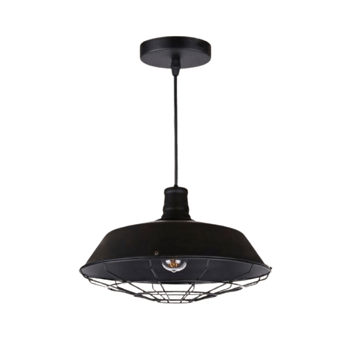 Pendente Rita Preto + Metal Com Grade 25 X 27cm P/1 E-27 Ref.1404/832/270 - ADN+