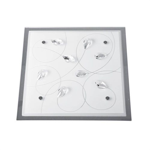 Plafon Inromagna Borda Espelhada C/Cristais 31X31cm P/2 Lampadas E-27 Ref.KG016 - Luciin