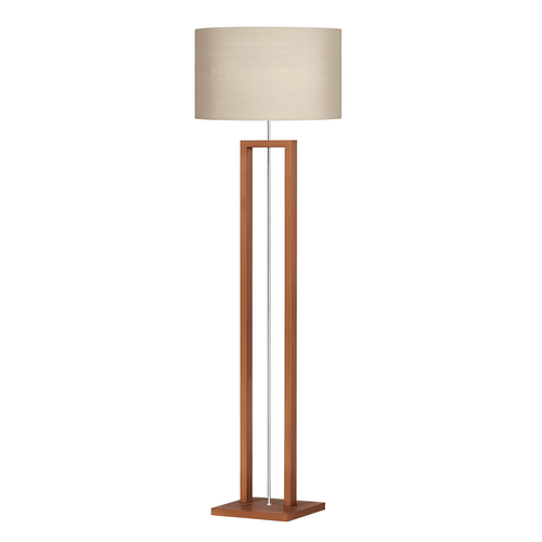 Luminária Coluna Chão Imbuia Cúpula Tecido Bege 30x1,48cm Ref.434 IMB.TC.BG - Ar Iluminação