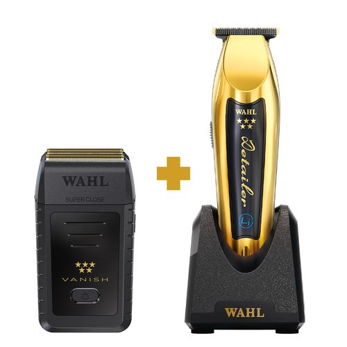 Kit Máquina de Acabamento Wahl Detailer Cordless LI Gold Bivolt + Máquina de Acabamento e Finalização Wahl Vanish Bivolt