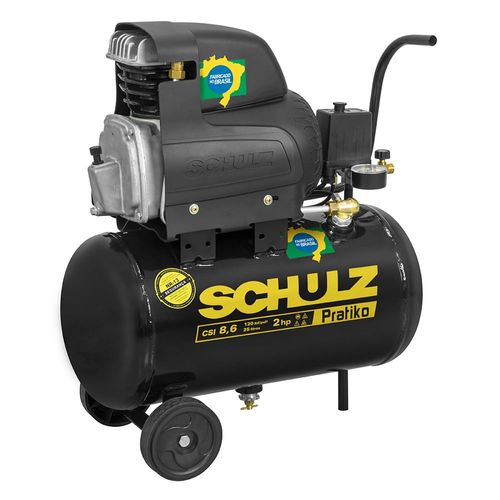 Compressor CSI 8,6/25 Pratiko Air 127V 25 Litros Cod.915.0421-0 - Schulz