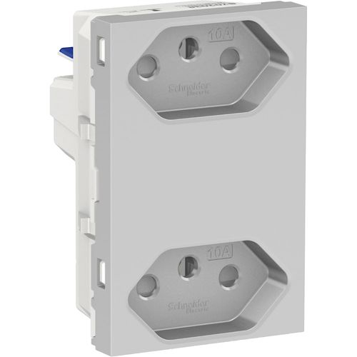 Módulo Tomada 2P+T 10A Duplex Borne Automático S70325174 Orion Alumínio - Schneider