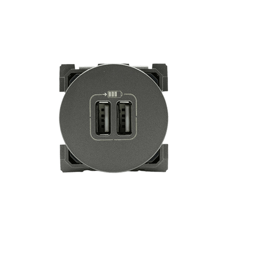 Módulo Carregador Usb 1500MA 2 Módulos Redondo Magnésio Arteor Cód.573398B - Pial
