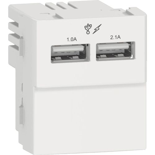 Módulo Tomada Carregador USB 2 Ent.1A/2.1A 2 Branco Decor PRM047821 - Schneider