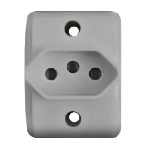 Tomada Externa 2P+T Cinza Retangular - Pezzi