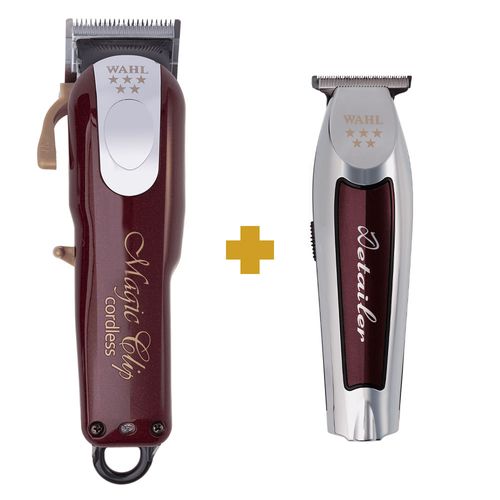 Kit Máquina de Cortar Cabelo Wahl Magic Clip Cordless Bivolt +  Máquina de Acabamento Wahl Detailer Cordless Li Bivolt