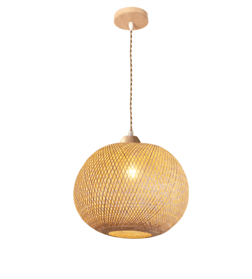 Pendente Nias 25x30cm Madeira C/ Fibra Bambu P/ 1 Lâmpada E-27 Cód. P-NIAS-30 – GMH Trade