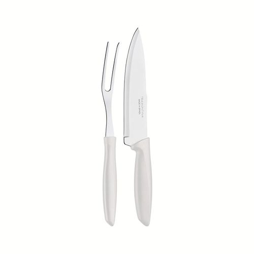 Jogo Trinchante Inox 2 Pçs Plenus Branco Tramontina