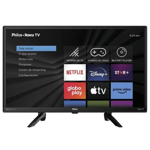 Smart TV LED 24" HD Philco PTV24G5YR2CP Wi-Fi Dolby Audio Roku TV Black