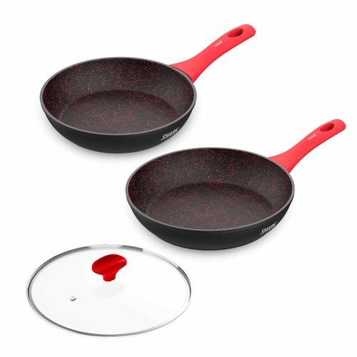 Panelas Ichef Home Vermelha Sauté Grand 24cm e Sauté Petit 20cm com Tampa 24cm