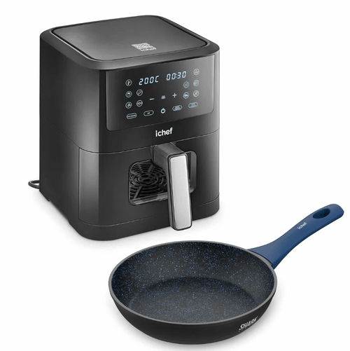Fritadeira Elétrica Airfryer Smart Vision 6L e Panela Home Azul Saute Petit 20cm