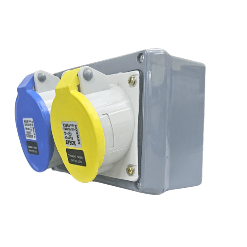 Quadro Sobrepor C/ 1 Tomada Ind.N5249 + 1 Tomada Ind. N3244 Cód. S304152 – Steck