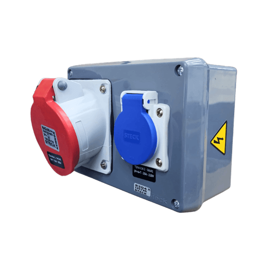 Quadro Sobrepor C/ Tomada Industrial N4246 + 1 Tomada S8641 IP-44 Cód. S304124 – Steck