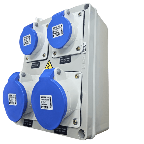 Quadro Sobrepor C/ Tomada Industrial 2xN3046 2xN3246 IP-44 Cod. S231113 – Steck
