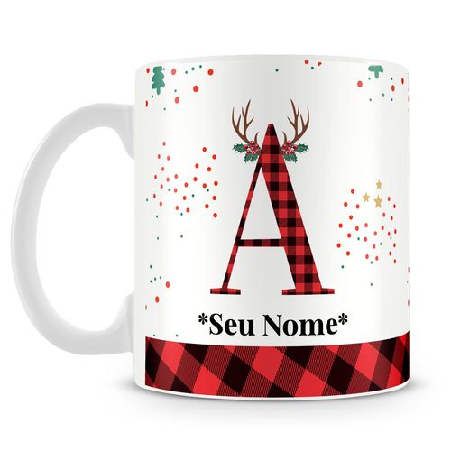 Caneca Alfabeto Natalino – Letra A (Com Nome)